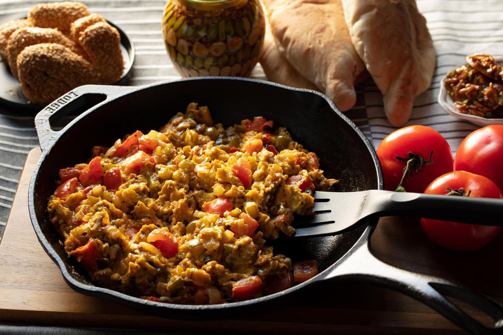 Menemen is a classic Turkish breakfast dish similar to Indian shakshuka.